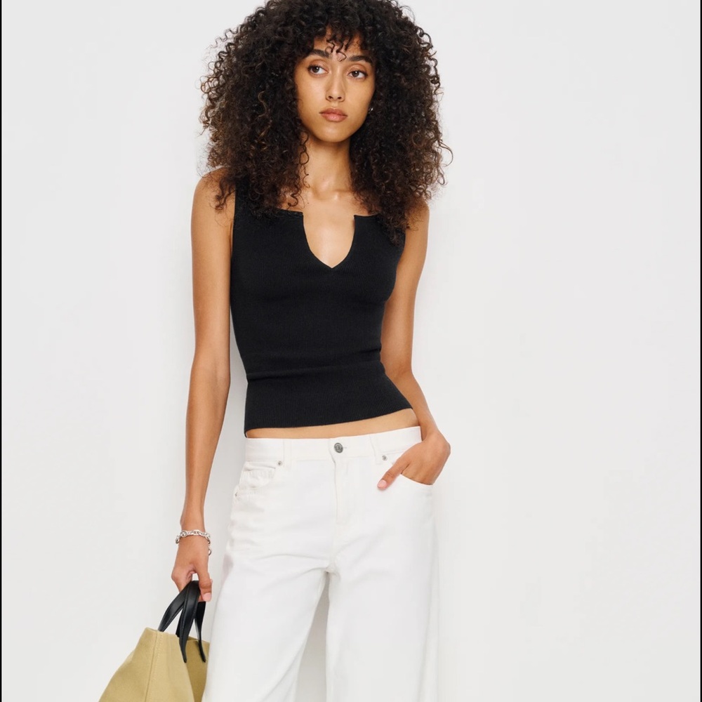 Reformation Rylie Cotton Sweater Tank Black - Size S